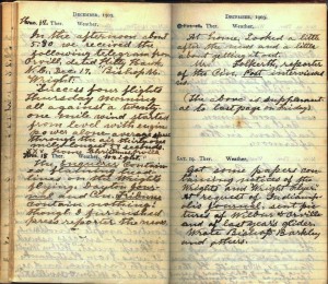 Bishop Milton Wright diary entry from December 17, 1903