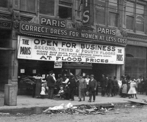 Stores like this one usually sold flood-damaged merchandise at a significant discount (cropped from ms128_3-4-3).