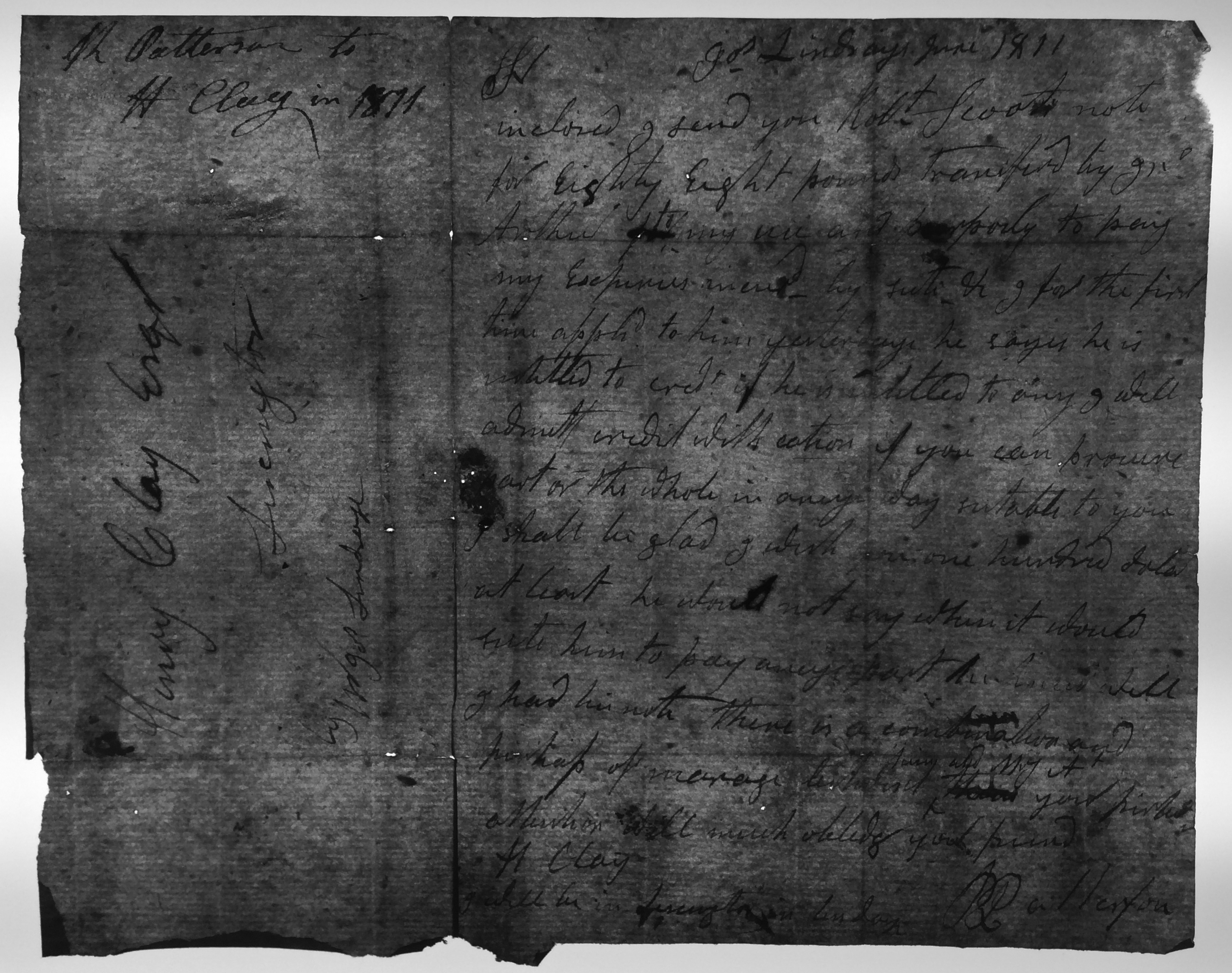 Col. Robert Patterson to Henry Clay, June 1811, showing chain lines (MS-236, Box 1, Folder 1)