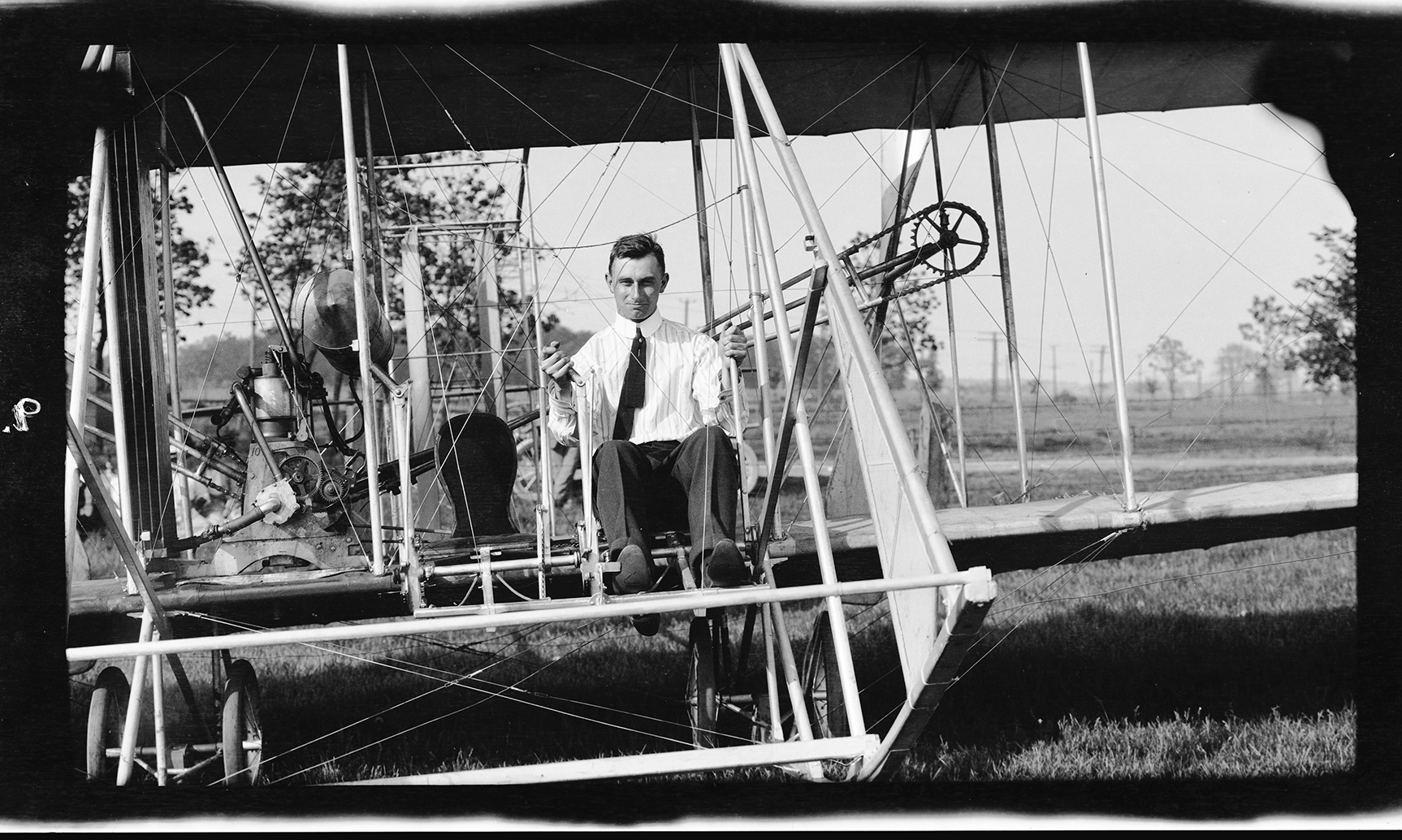 Harry Atwood at the controls of a Wright Model B Flyer, 1911 (from MS-355)