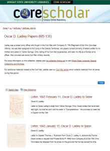 Oscar D. Ladley Papers on CORE Scholar (click to go to the collection page)