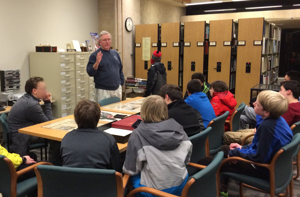 John Armstrong with Hawken School group, Jan. 7, 2015