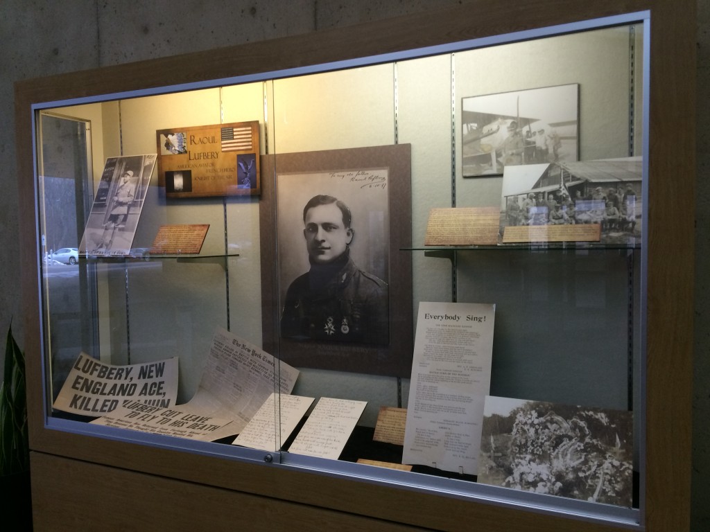 Raoul Lufbery exhibit, Dunbar Library 1st floor, March 2015