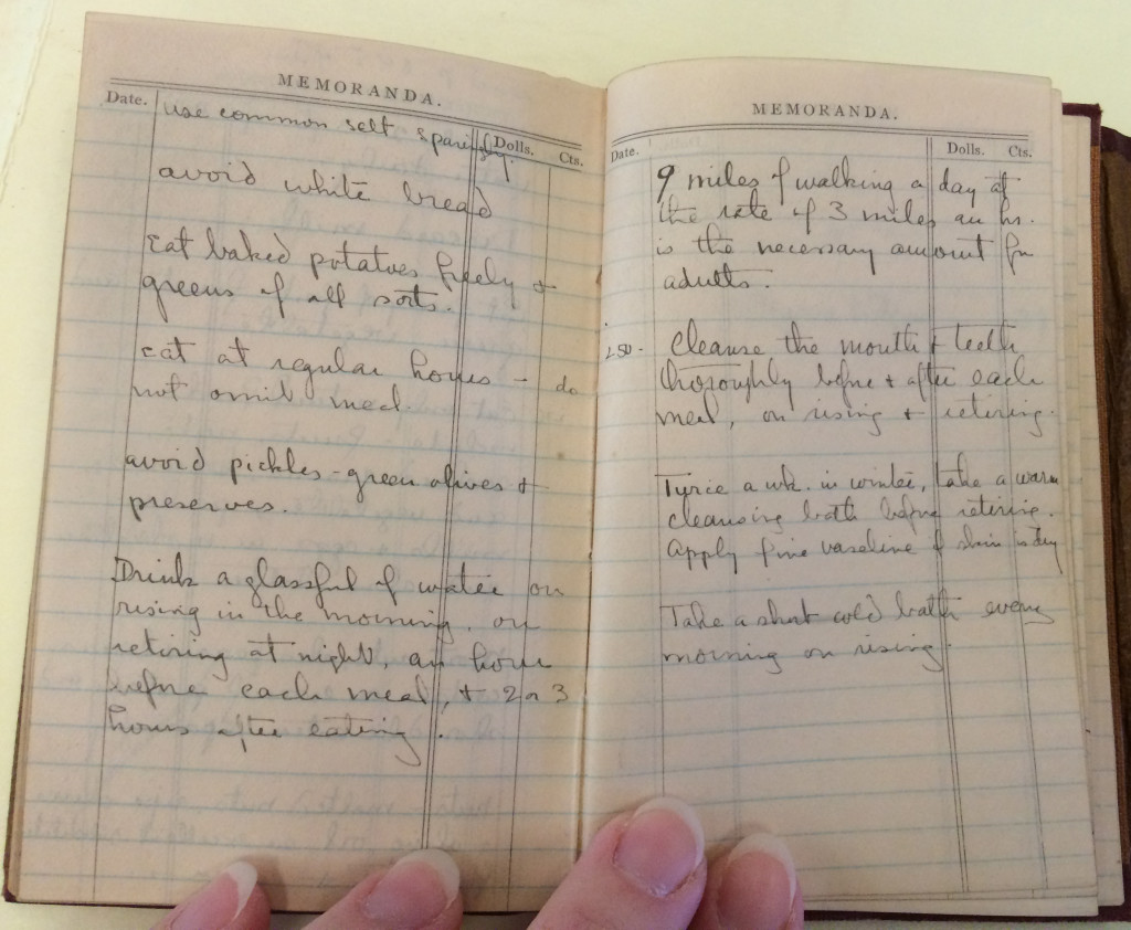 Katharine Kennedy's dietary notes, from 1917 diary, MS-146, Box 10, File 1