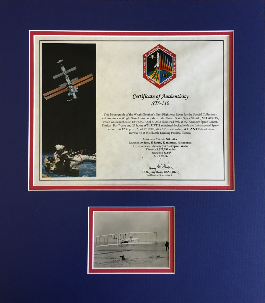 Detail of the photo and certificate presented on July 17, 2003, by Col. Ross.