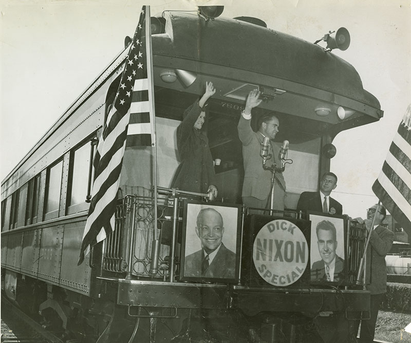 The Dick Nixon Special arrives in Bellefontaine, 1953
