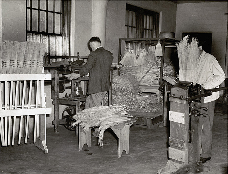 Broom making at Dayton State Hospital, 1941 (DDN_State_Hospital_08)