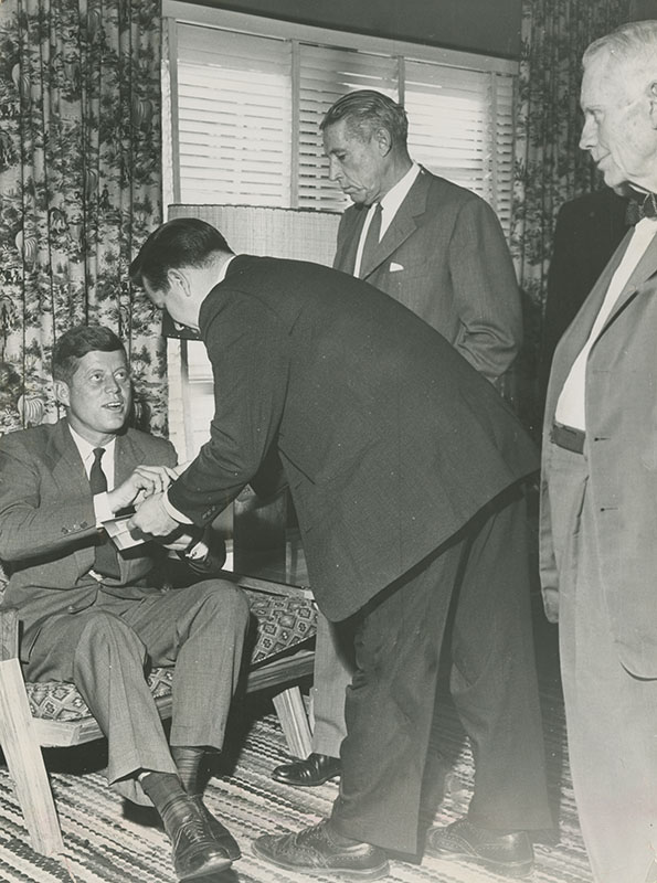 JFK with Robert Roderer, James M. Cox Jr., and Albert A. Horstman (Oct. 17, 1960)