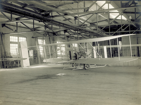 A Wright Model C Flyer assembled inside the Wright Company factory, 1912
