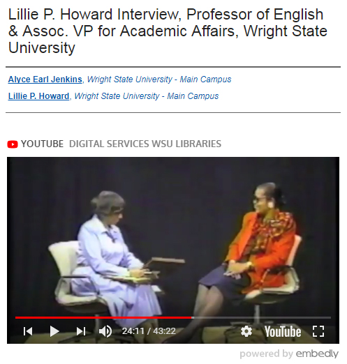 Interview with Lillie Howard, Professor of English & Assoc. VP for Academic Affairs