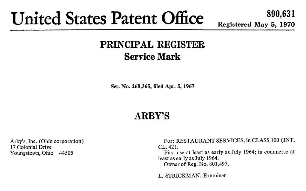 Arbys registered trademark