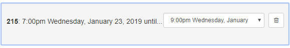 screen capture of the modify your reservation end time screen in the room reservation form